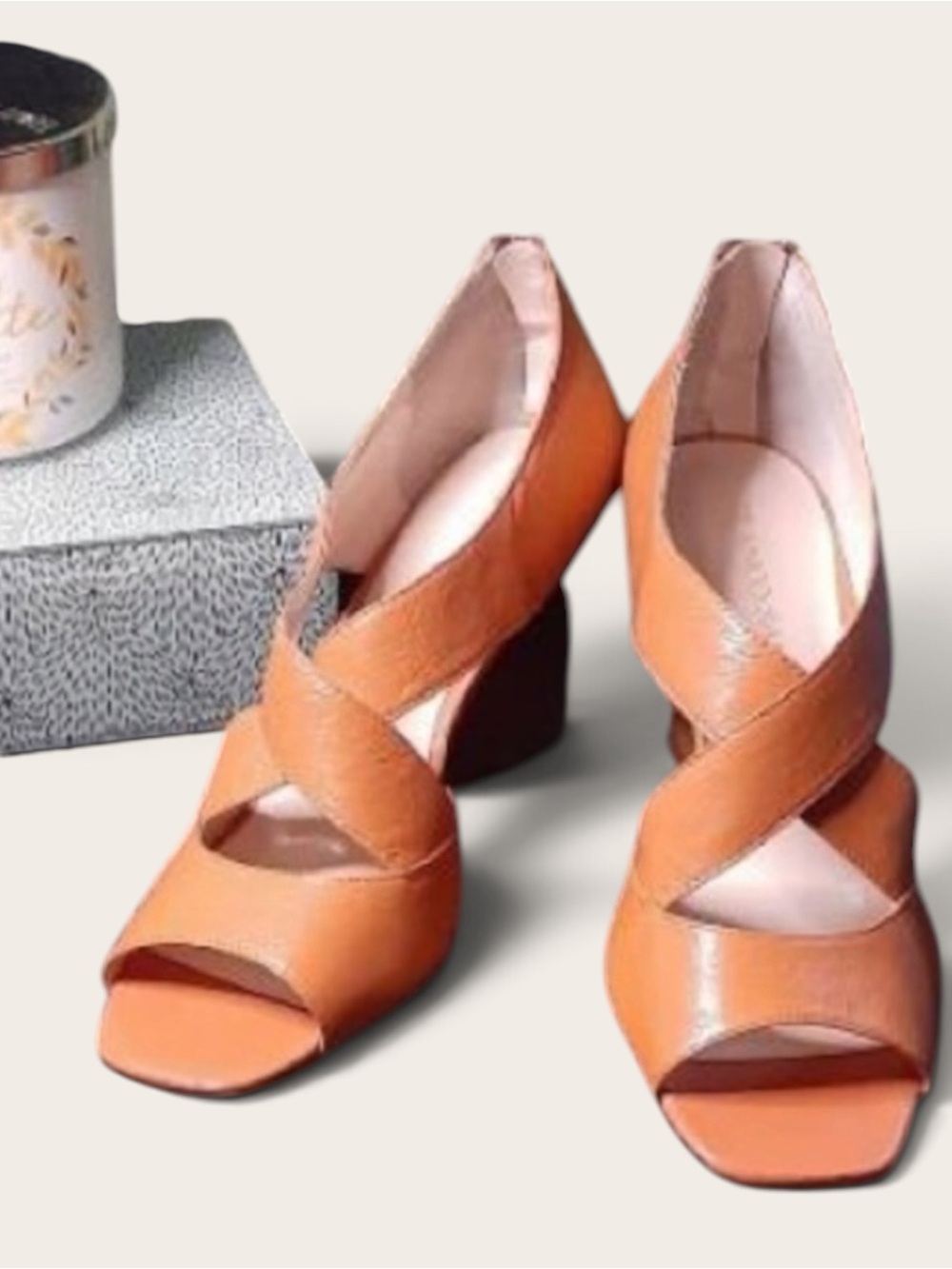 Franco Sarto Crisscross Open-Toe Leather Wedge Sandals - Like New